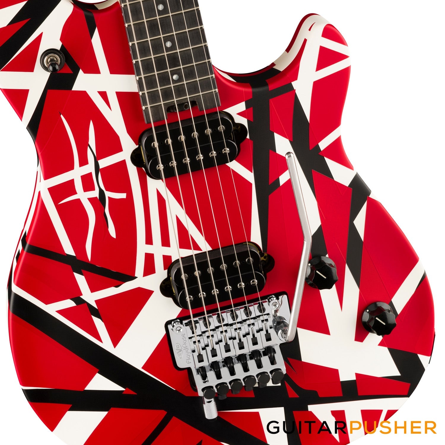 EVH Wolfgang Special Striped, Ebony Fretboard - Red w/ Black & White Stripes (5107702315)