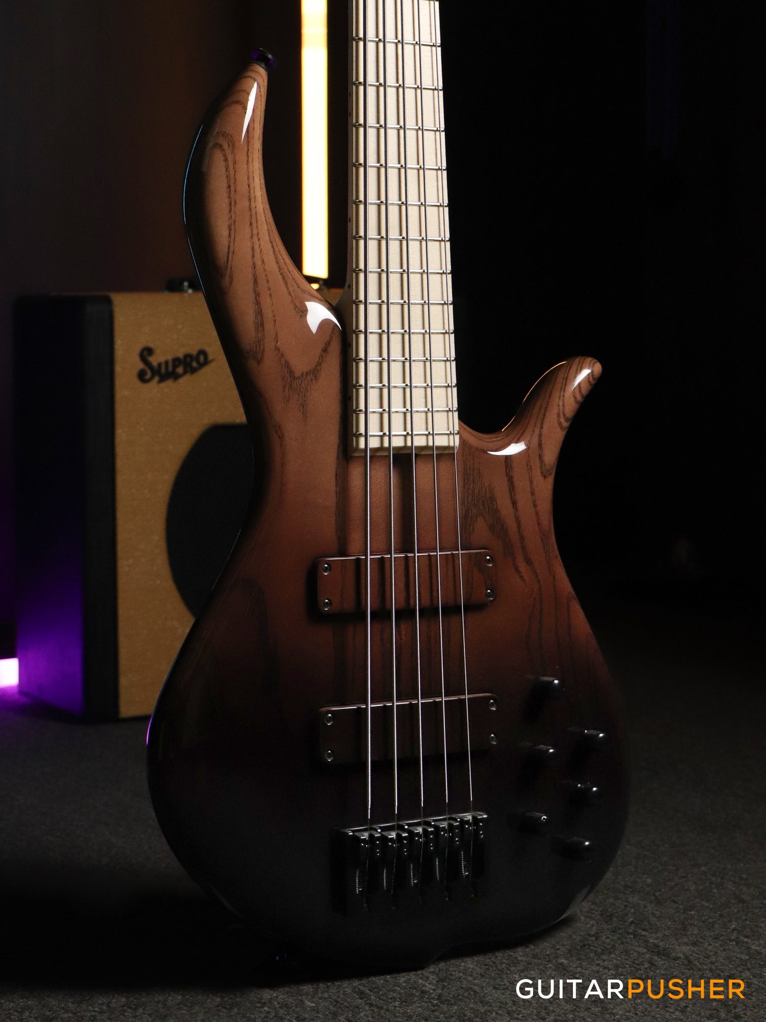 FBASS BN5 5-String Bass (Brown Fade Gloss) - Ash Body, Maple Fingerboard