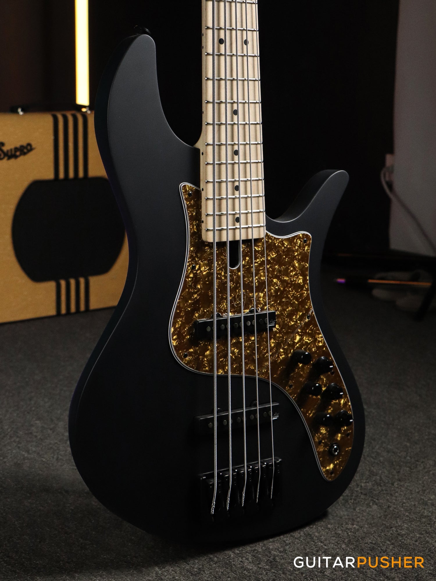 FBASS VF5-J 5-String Bass (Black Matte) - Ash Flat Top Body, Maple Fingerboard