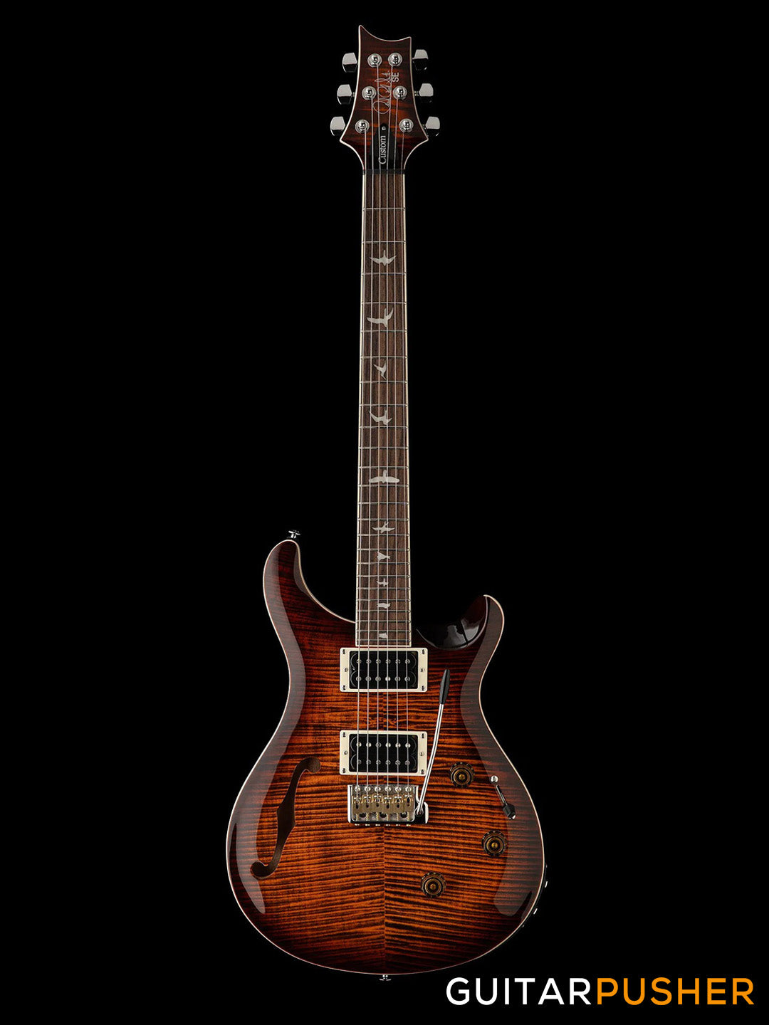 PRS Guitars SE Custom 24 Semi-Hollow Piezo Electric Guitar (Orange Tiger Smokeburst)