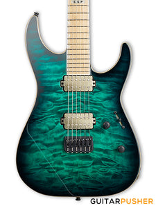 ESP E-II M Series M-II HT Modern Electric Guitar w/ Bare Knuckle Aftermath Tyger Humbucker Pickups - Black Turquoise Burst