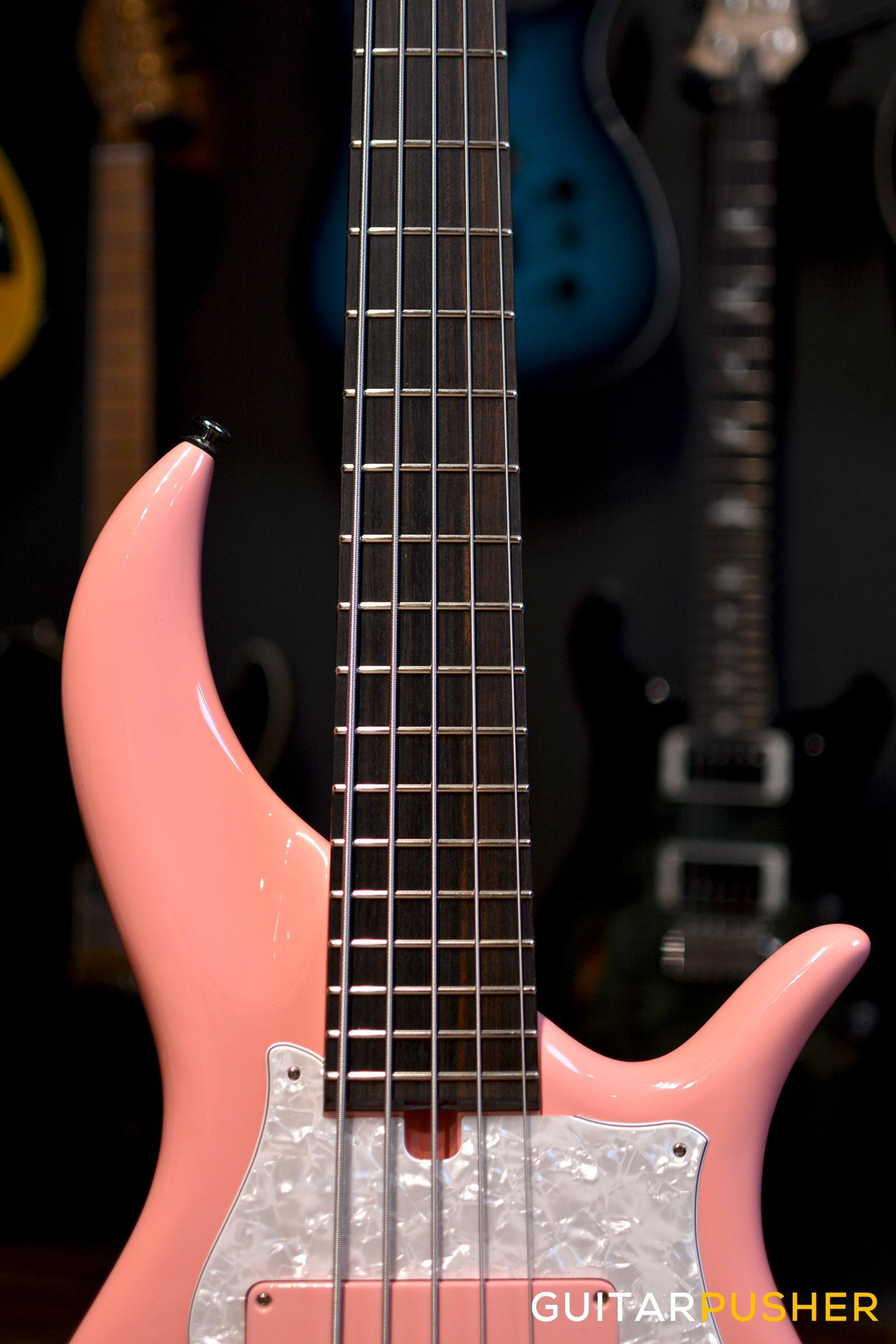 F BASS BN5 5-String Bass (Coral Pink Gloss) - Ash Body, Macassar Ebony Fingerboard