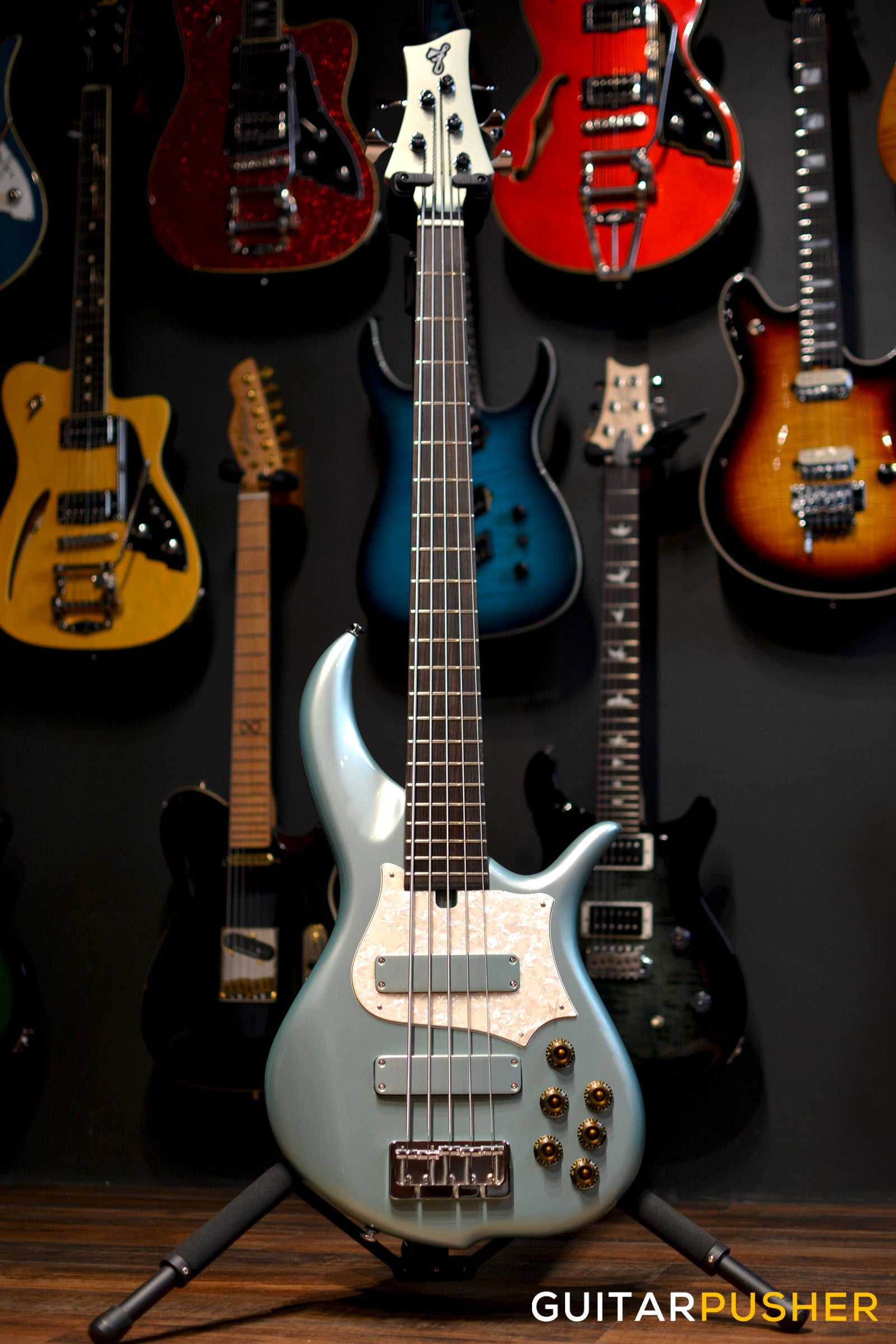 F BASS BN5 5-String Bass (Silver Jade Metallic Gloss) - Ash Body, Macassar Ebony Fingerboard