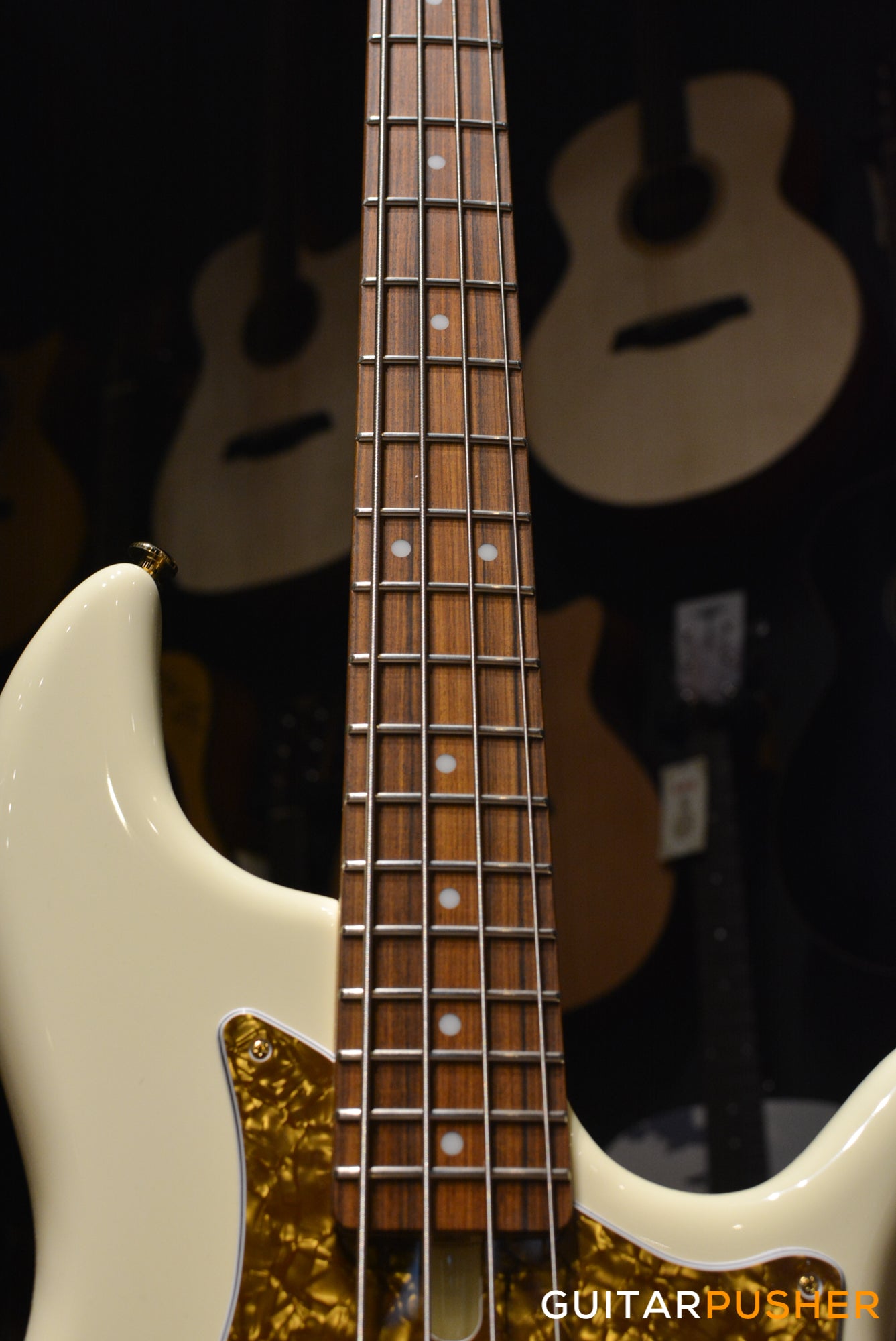 F BASS VF4-PJ P+J Bass (Olympic White) - Ash Body w/ Alder Wings, Pau Ferro Fingerboard, Gold Pearloid Pickguard w/ Aguilar Pickups, Active F Bass Preamp, & Gig Bag (850820)