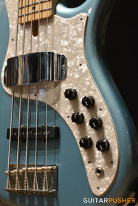 FBASS VF5-J Founder Jazz Bass (Ice Blue Metallic) - Ash Body, Maple Fingerboard, Tinted Pearloid Pickguard w/ Aguilar Pickups, Active F Bass Preamp, & Gig Bag (20211)