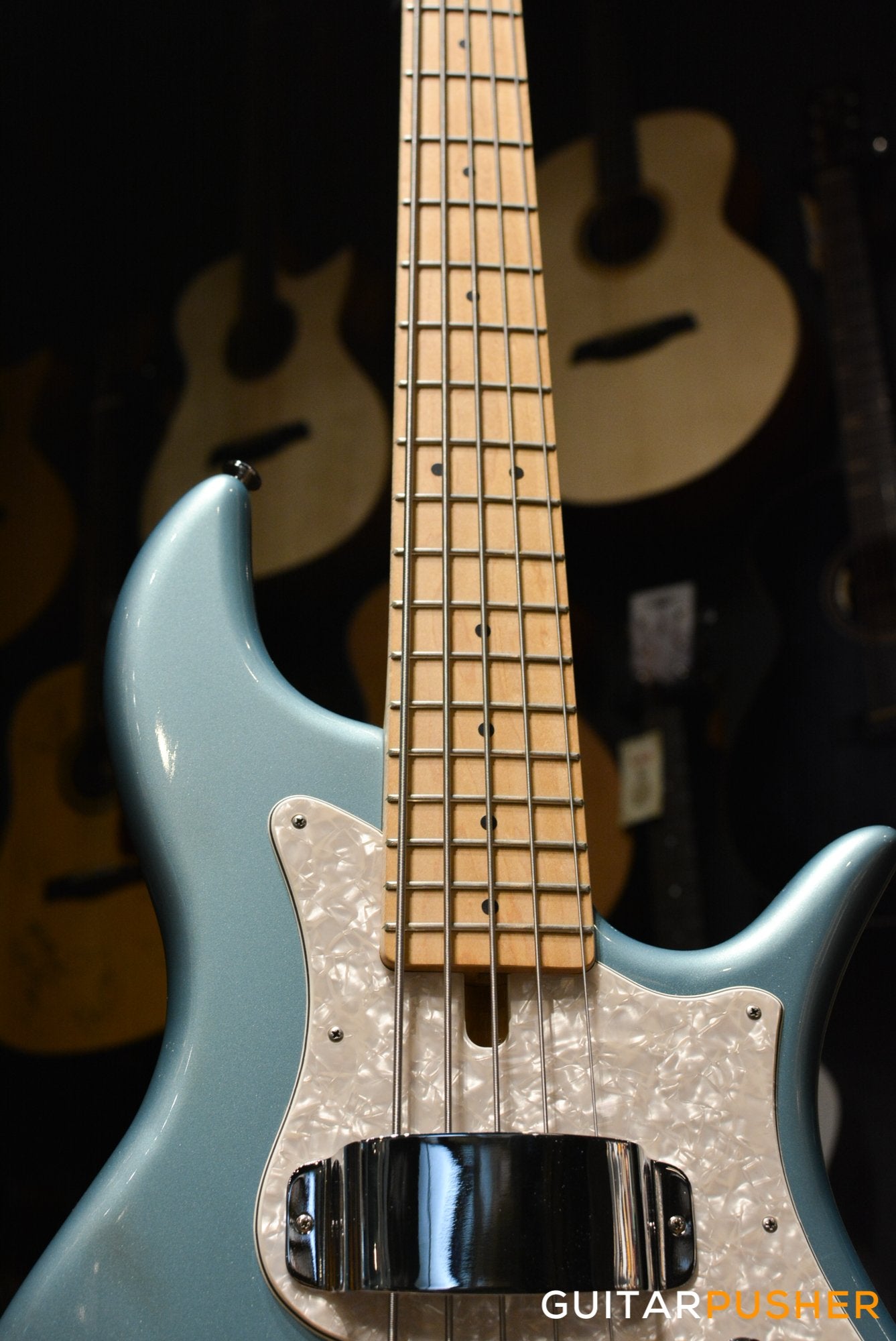 FBASS VF5-J Founder Jazz Bass (Ice Blue Metallic) - Ash Body, Maple Fingerboard, Tinted Pearloid Pickguard w/ Aguilar Pickups, Active F Bass Preamp, & Gig Bag (20211)