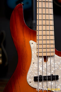 F BASS VF5-J 5-String Bass (Auburn Burst Gloss) - Ash Flat Top Body, Maple Fingerboard