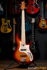 F BASS VF5-J 5-String Bass (Auburn Burst Gloss) - Ash Flat Top Body, Maple Fingerboard