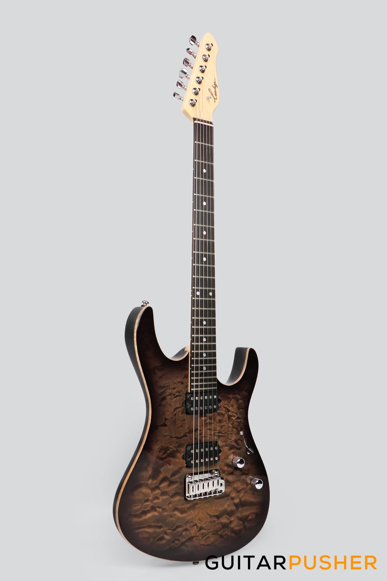 Leeky L-Series L25 S Style Electric Guitar (Flamed Maple Top/Rosewood Fingerboard) - Transblack