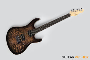 Leeky L-Series L25 S Style Electric Guitar (Flamed Maple Top/Rosewood Fingerboard) - Transblack