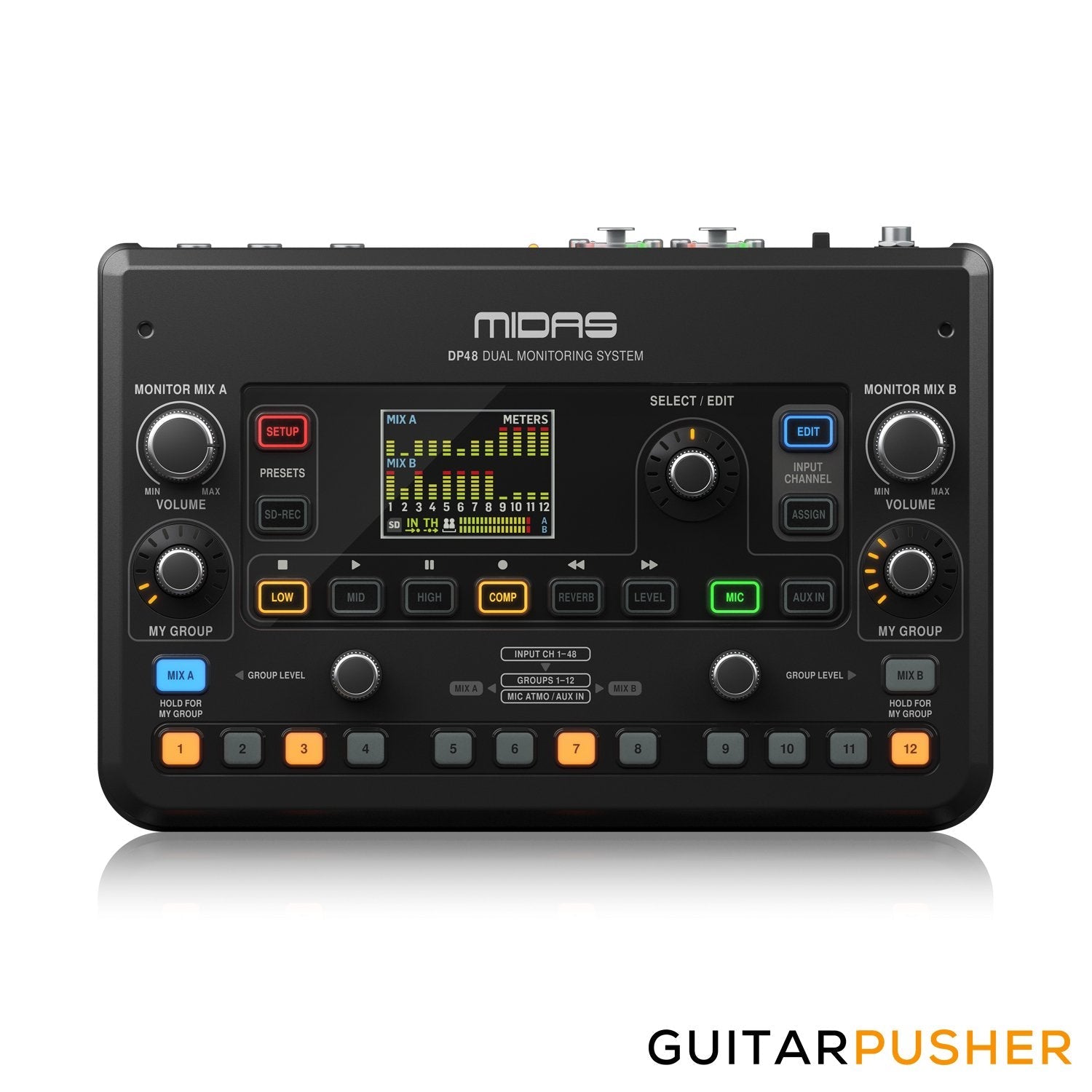 Midas DP48 Dual 48 Channel Personal Monitor Mixer w/ SD Card Recorder, Stereo Ambience Microphone & Remote Powering