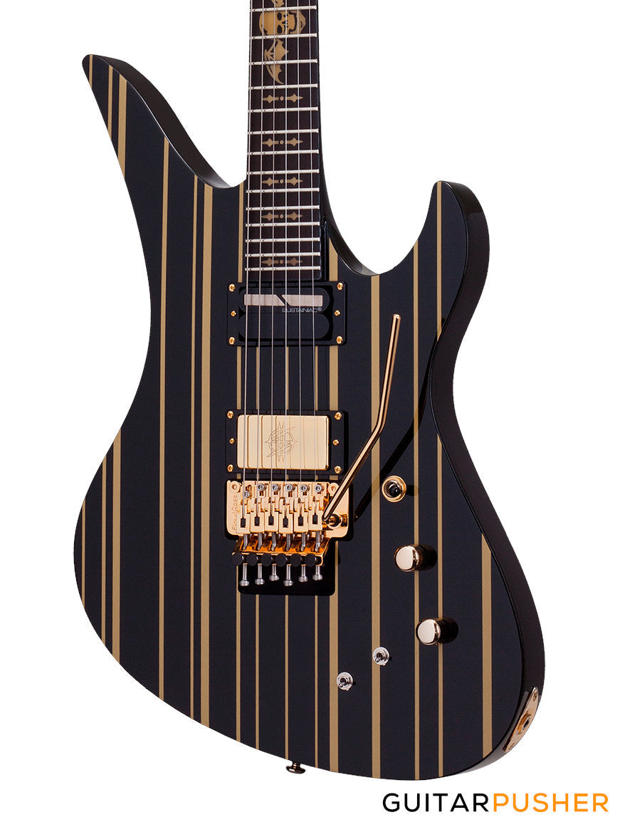 Schecter Artist Model Synyster Gates Custom-S Electric Guitar (Gloss Black w/ Gold Stripes)