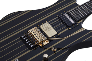 Schecter Artist Model Synyster Gates Custom-S Electric Guitar (Gloss Black w/ Gold Stripes)