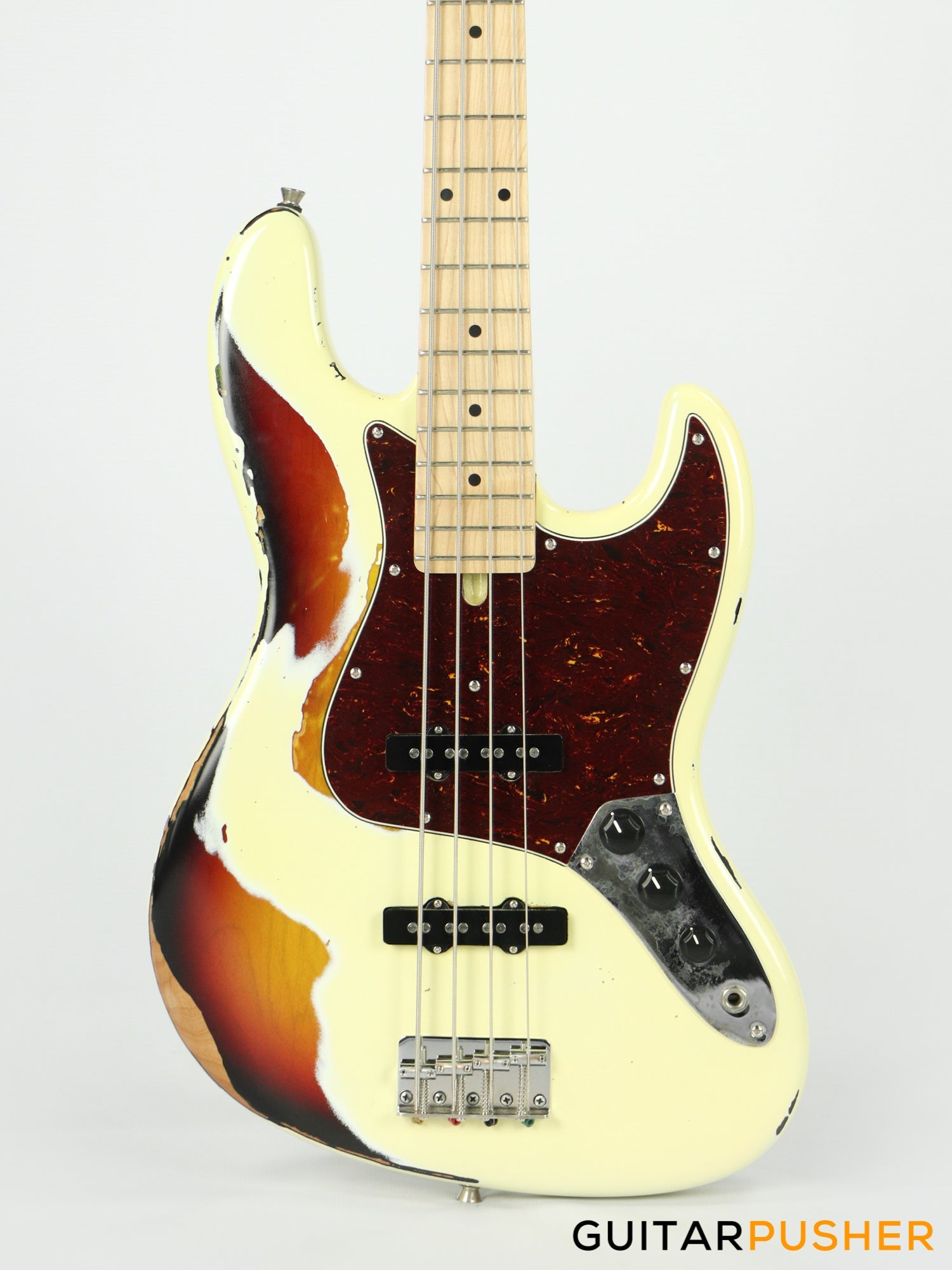 Semitone Custom JB-Style 4-String Bass Alder Body Maple Fingerboard - White Sunburst Relic