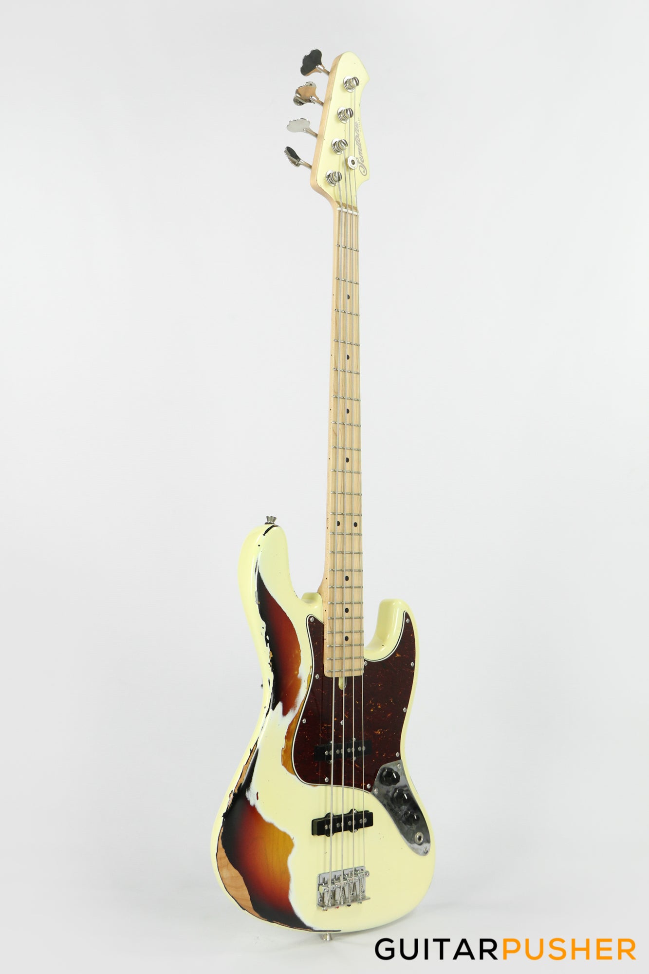 Semitone Custom JB-Style 4-String Bass Alder Body Maple Fingerboard - White Sunburst Relic