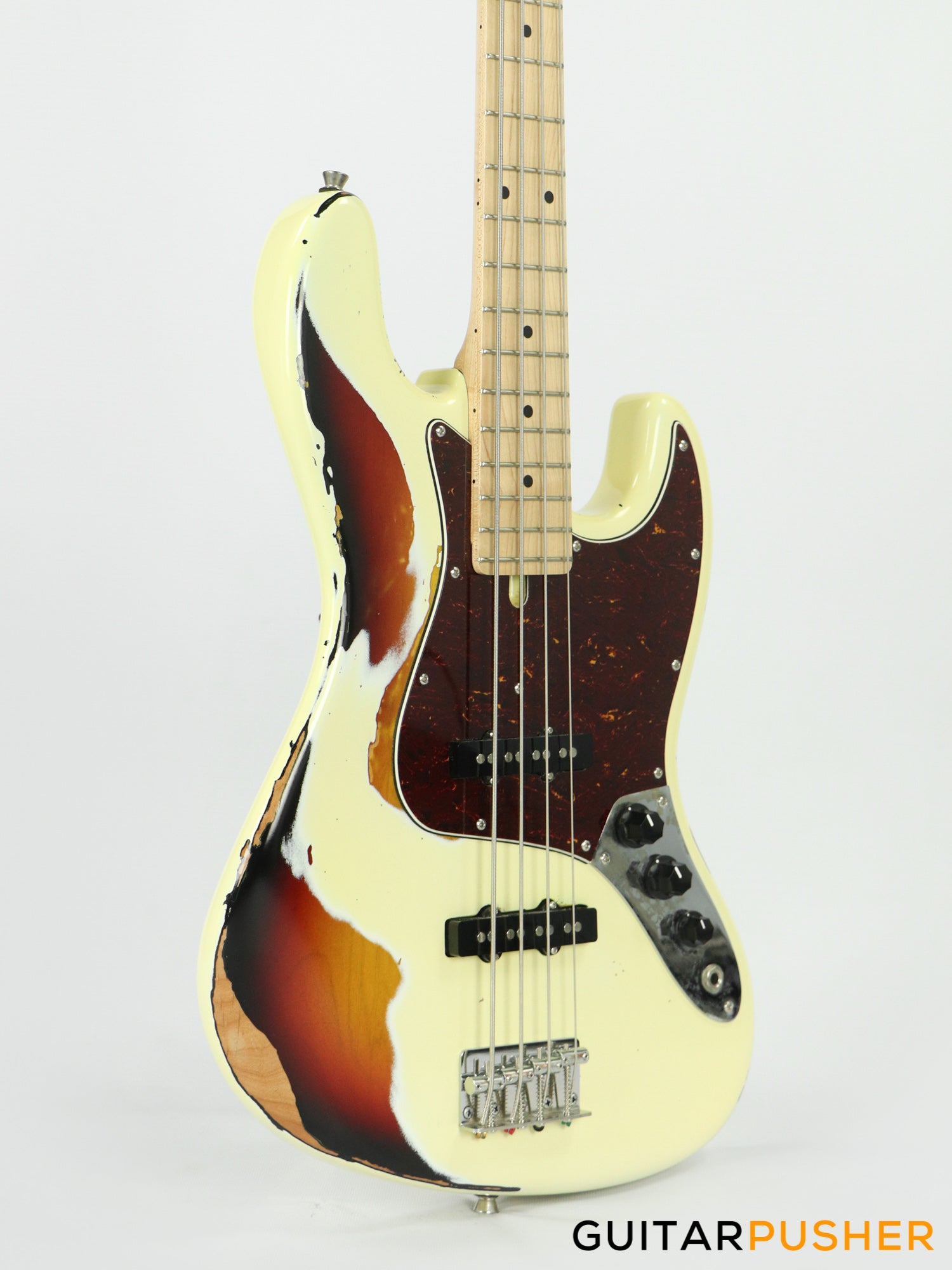 Semitone Custom JB-Style 4-String Bass Alder Body Maple Fingerboard - White Sunburst Relic