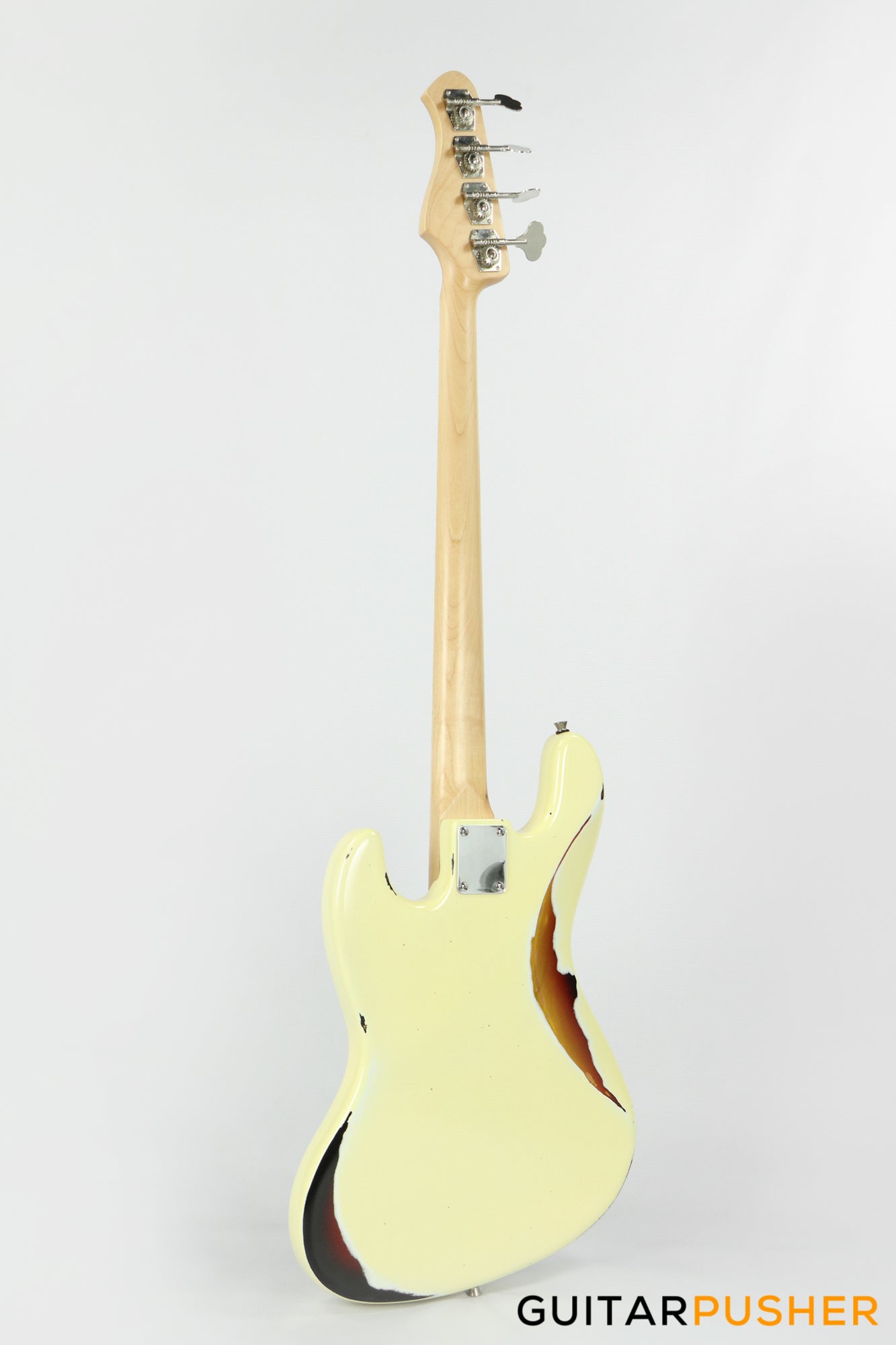 Semitone Custom JB-Style 4-String Bass Alder Body Maple Fingerboard - White Sunburst Relic