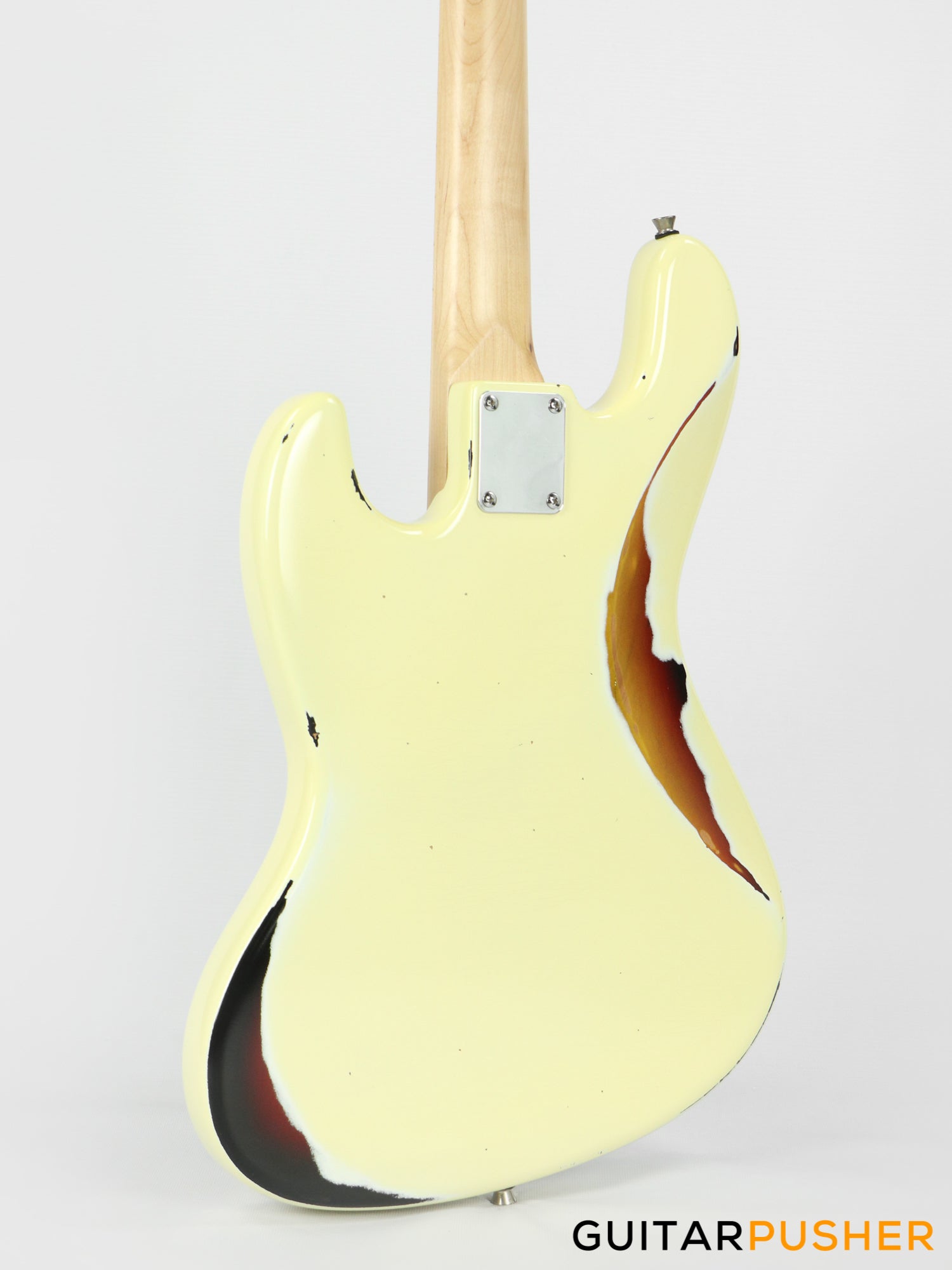 Semitone Custom JB-Style 4-String Bass Alder Body Maple Fingerboard - White Sunburst Relic