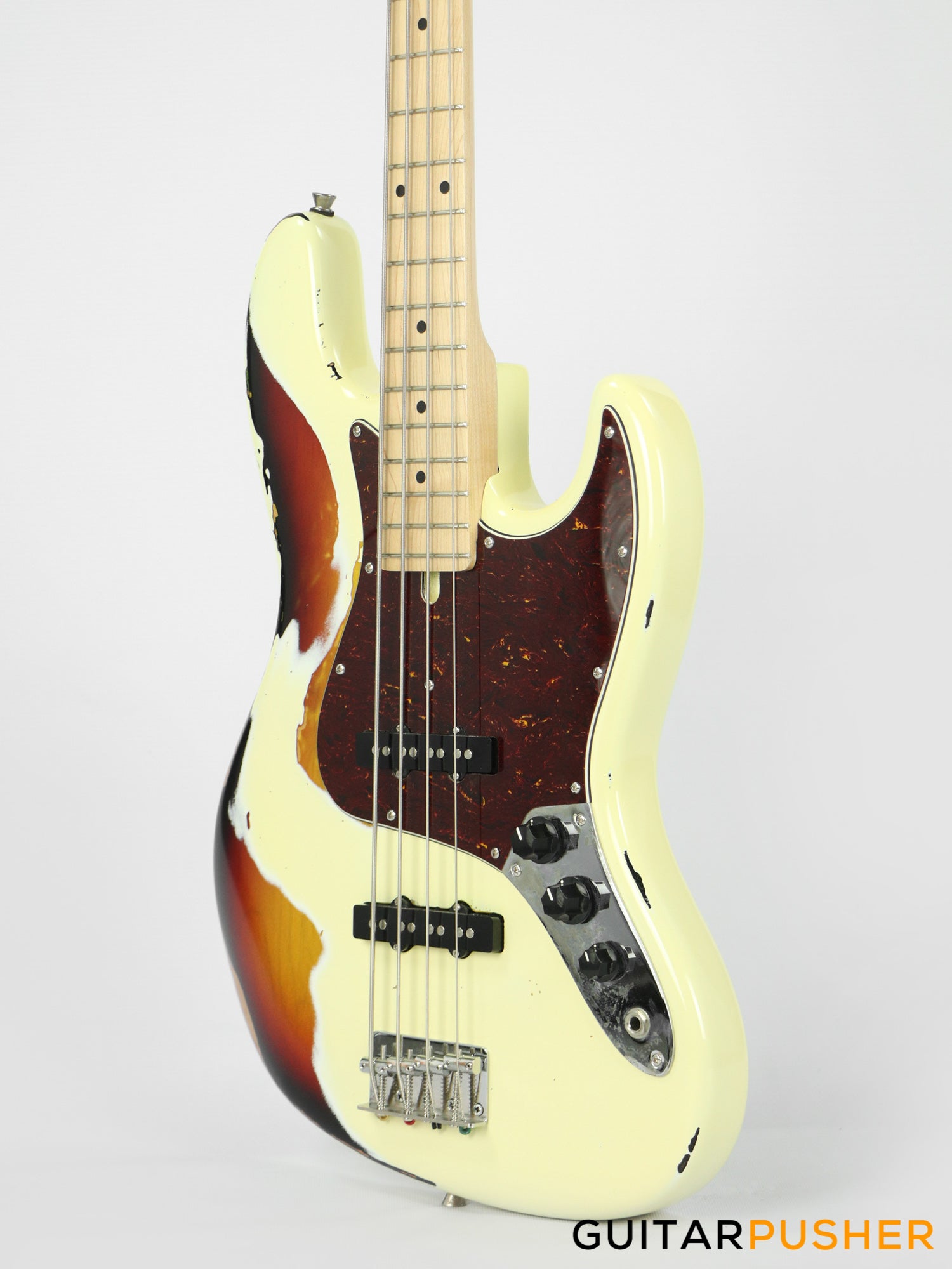 Semitone Custom JB-Style 4-String Bass Alder Body Maple Fingerboard - White Sunburst Relic