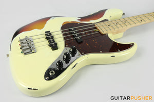 Semitone Custom JB-Style 4-String Bass Alder Body Maple Fingerboard - White Sunburst Relic