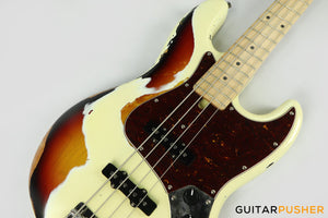 Semitone Custom JB-Style 4-String Bass Alder Body Maple Fingerboard - White Sunburst Relic