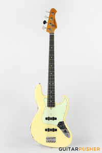 Semitone Custom JB-Style 4-String Bass Alder Body Richlite Fingerboard - White Light Relic