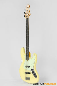 Semitone Custom JB-Style 4-String Bass Alder Body Richlite Fingerboard - White Light Relic