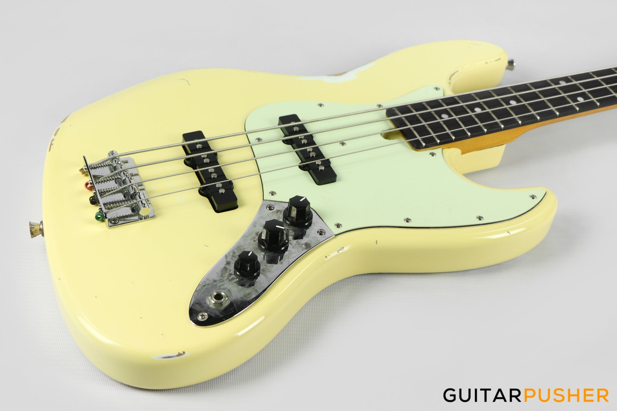 Semitone Custom JB-Style 4-String Bass Alder Body Richlite Fingerboard - White Light Relic