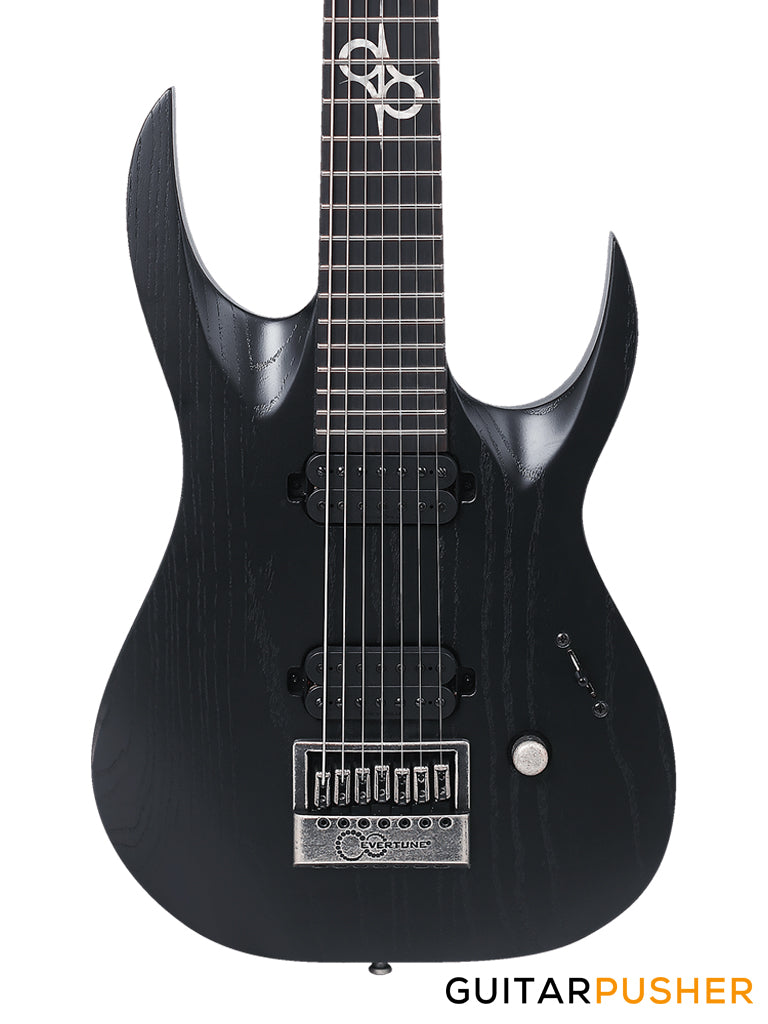 Solar Guitars A1.7BD Artist LTD Black Open Pore/Distressed 7-String Electric Guitar with Evertune Bridge