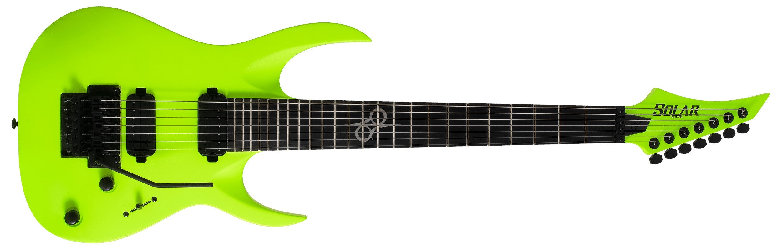 Solar Guitars A2.7FRLN Lemon Neon Matte 7-String Electric Guitar w/ Floyd Rose