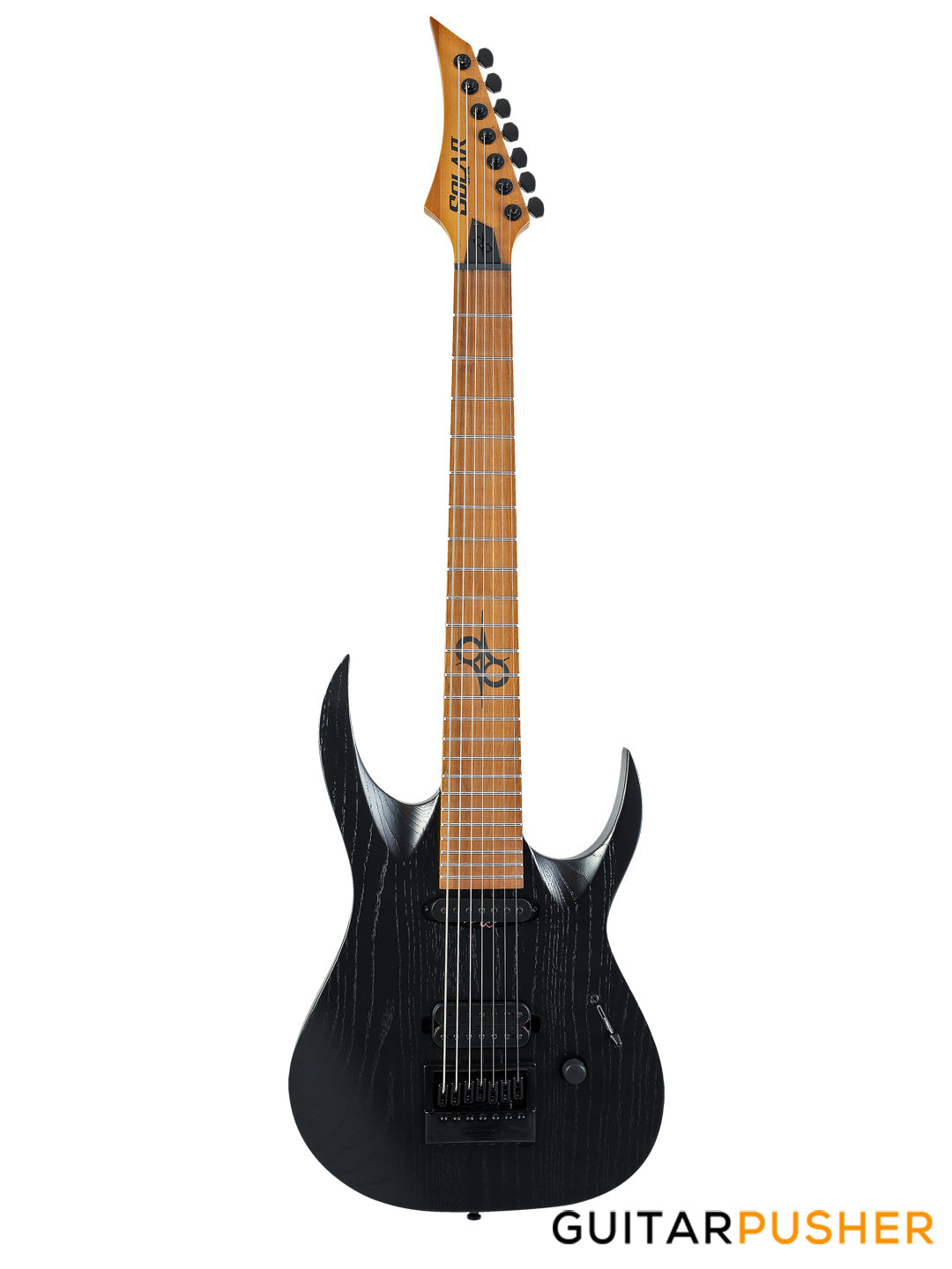 Solar Guitars AB1.7BOP Artist LTD Black Open Pore 7-String Electric Guitar w/ Evertune Bridge