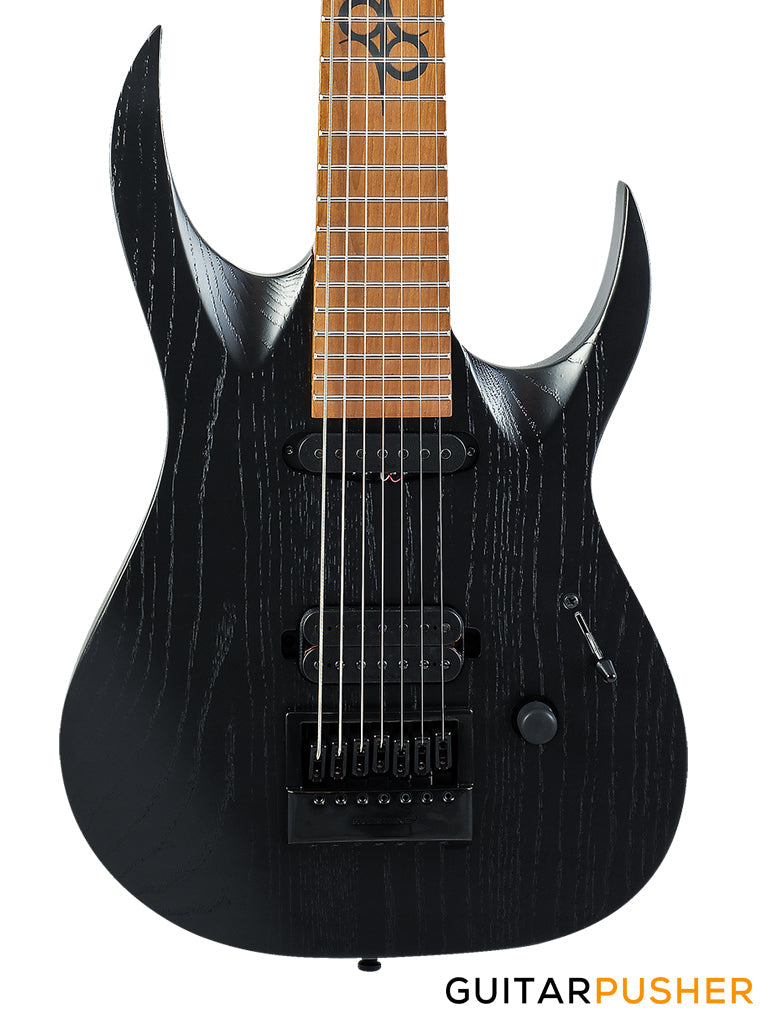 Solar Guitars AB1.7BOP Artist LTD Black Open Pore 7-String Electric Guitar w/ Evertune Bridge