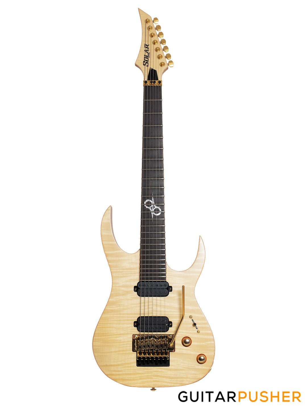 Solar Guitars SB1.7FRFM Flame Natural Matte 7-String Electric Guitar w/ Floyd Rose 1000