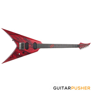 Solar Guitars V1.6 Canibalismo Blood Red Open Pore w/ Blood Splatter Electric Guitar