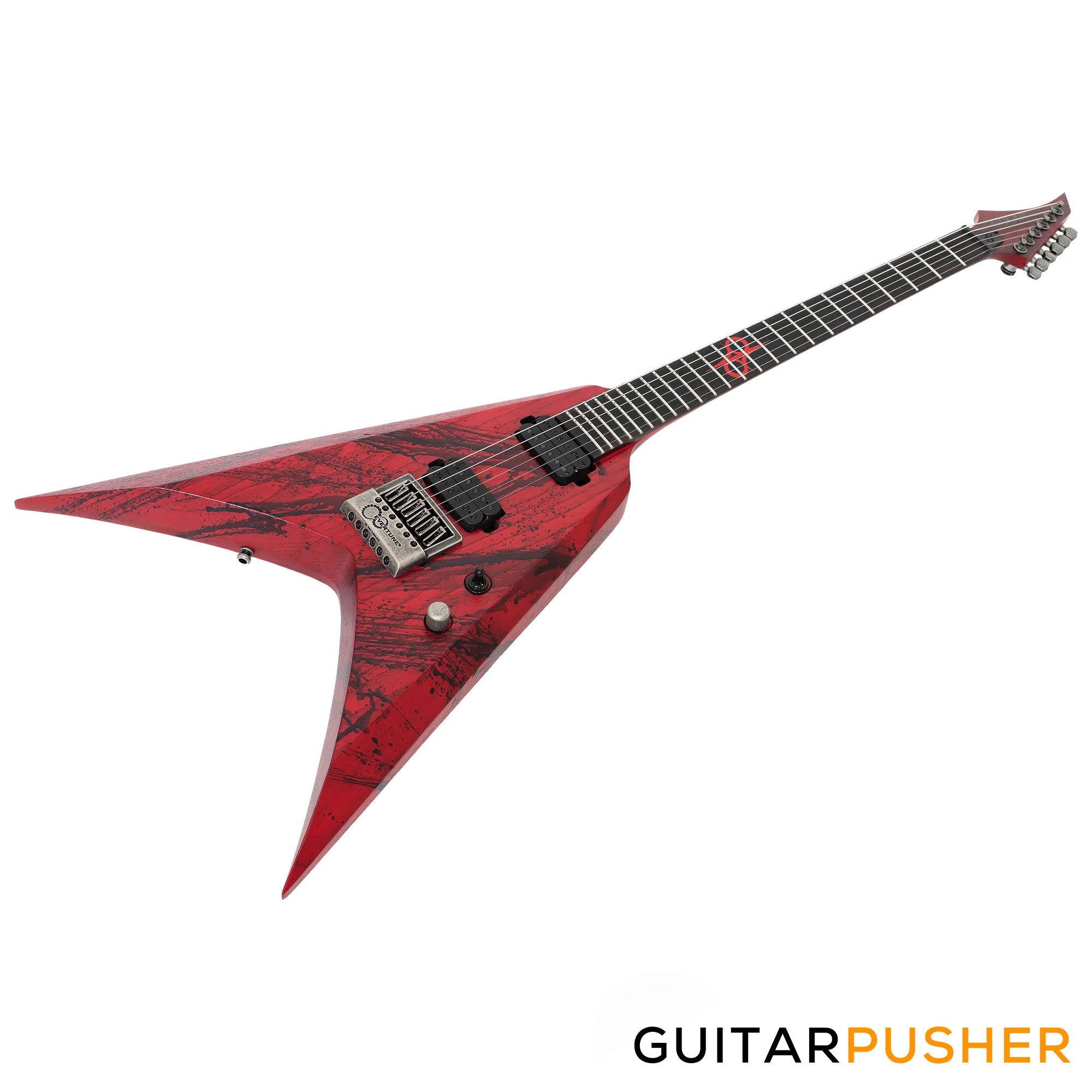 Solar Guitars V1.6 Canibalismo Blood Red Open Pore w/ Blood Splatter Electric Guitar