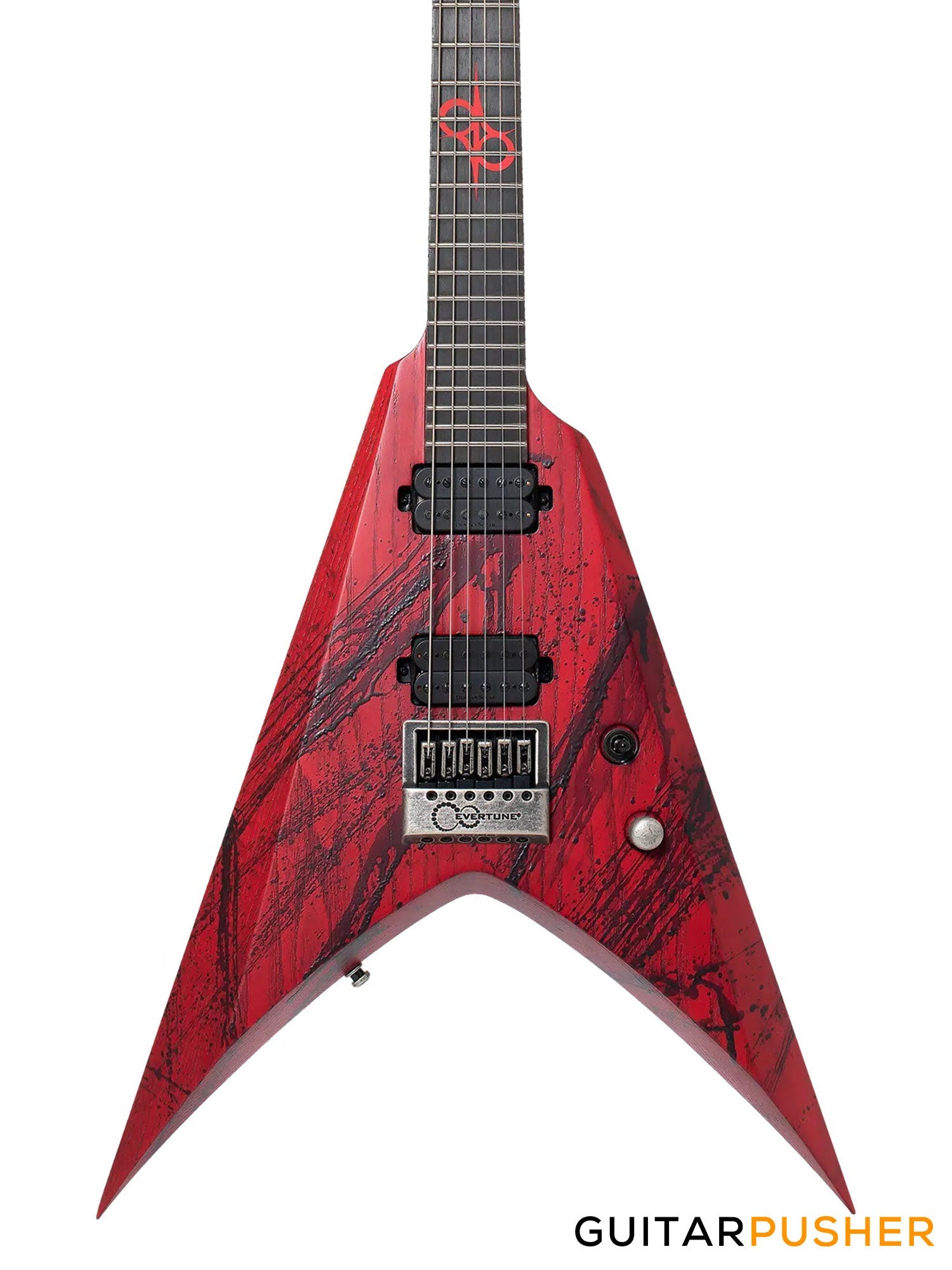 Solar Guitars V1.6 Canibalismo Blood Red Open Pore w/ Blood Splatter Electric Guitar