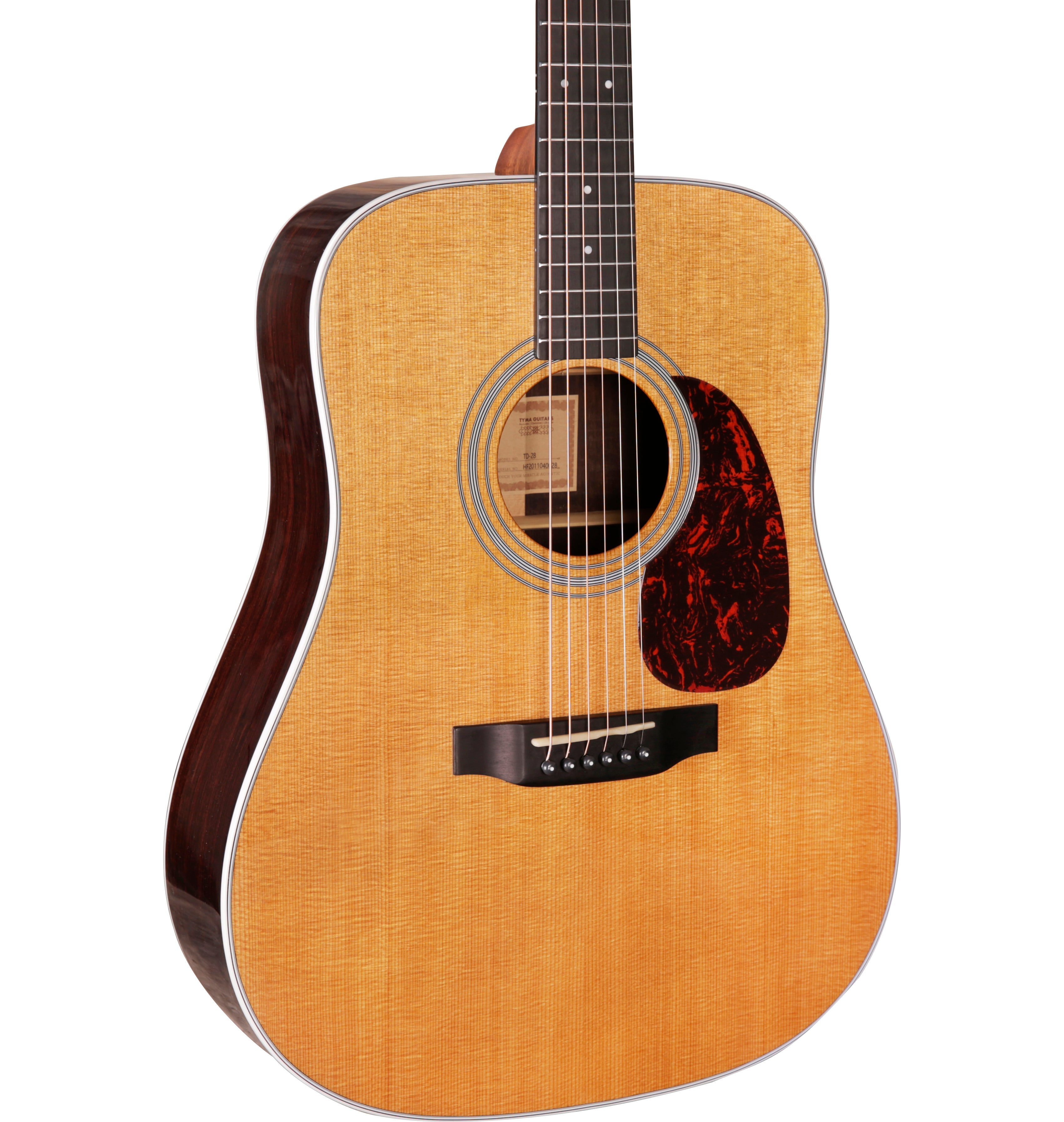 Tyma TD-28E All-Solid Wood Sitka Spruce Top Indian Rosewood Dreadnought Acoustic-Electric Guitar with Fishman Ellipse Matrix Blend Dual Pickups