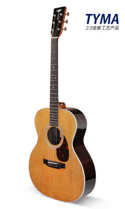 Tyma TF-28E All-Solid Wood Sitka Spruce Top Indian Rosewood OM Acoustic-Electric Guitar with Fishman Ellipse Matrix Blend Dual Pickups