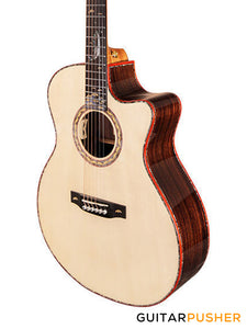 Tyma V-40E All-Solid Wood European Spruce Top Indian Rosewood Grand Auditorium Acoustic-Electric Guitar with T-200 preamp