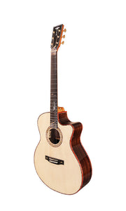 Tyma V-40E All-Solid Wood European Spruce Top Indian Rosewood Grand Auditorium Acoustic-Electric Guitar with T-200 preamp